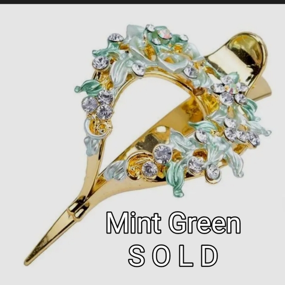 Hair Barrette Blue Beaded Alligator Clip - Picture 7 of 9